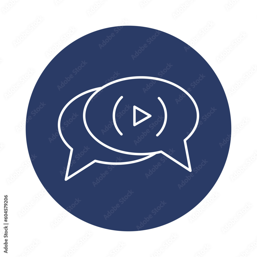 Naklejka premium bubble, chat, video, video play, video chat icon
