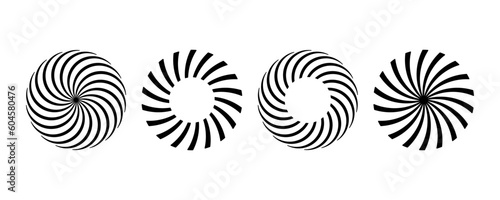 Abstract circle vector set. Spiral swirl circle. Burst radial circle. Vector 10 EPS.