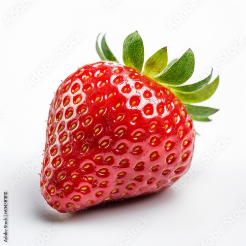 A delicious fresh strawberry isolated on white background. Fresh raw organic fruit. Generative AI.