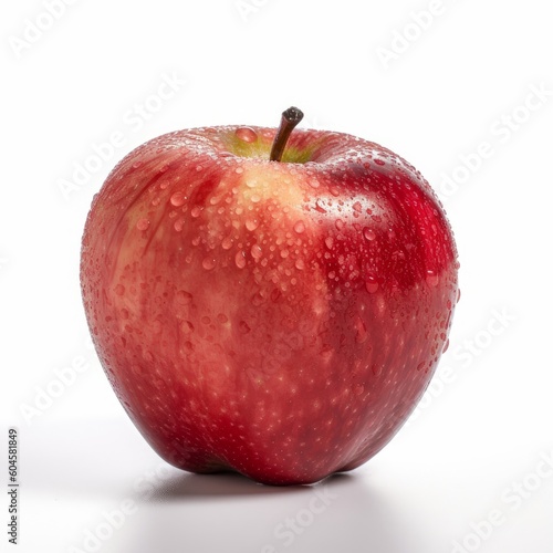 A delicious fresh apple isolated on white background. Fresh raw organic fruit. Generative AI.