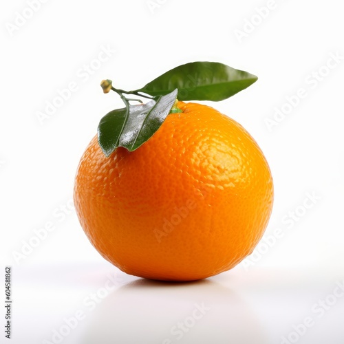 A delicious fresh orange isolated on white background. Fresh raw organic fruit. Generative AI.