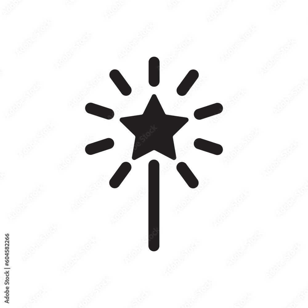 Magic wand with stars flat sign design. Magic wand vector icon. Magic wand symbol pictogram. UX UI icon Magic wand with stars flat sign design. Magic wand vector icon. Magic wand symbol pictogram. UX UI icon
