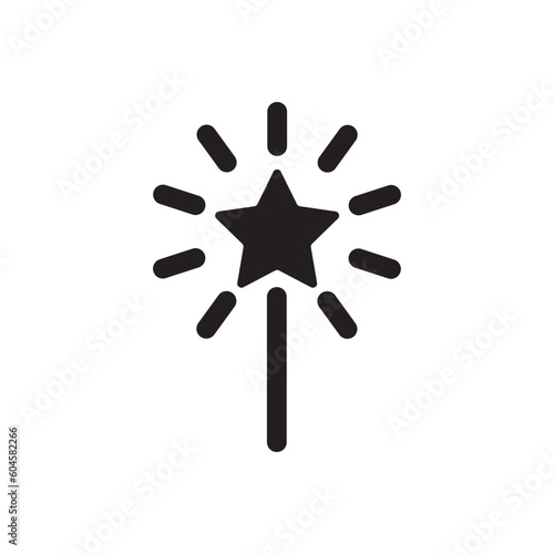 Magic wand with stars flat sign design. Magic wand vector icon. Magic wand symbol pictogram. UX UI icon