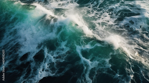 Waves of the sea, aerial view. AI © Oleksandr Blishch