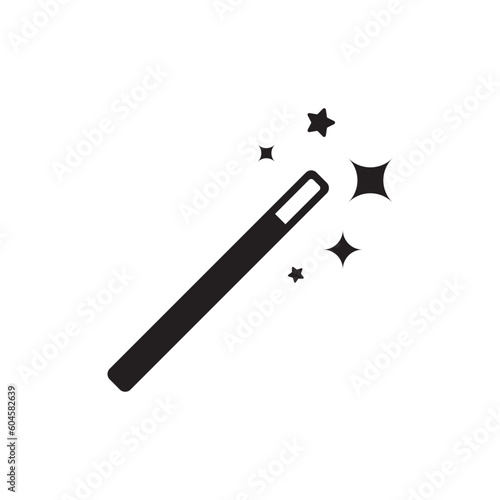 Magic wand with stars flat sign design. Magic wand vector icon. Magic wand symbol pictogram. UX UI icon