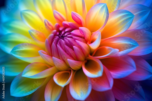 Close up of colorful dahlia flower  Generative Ai