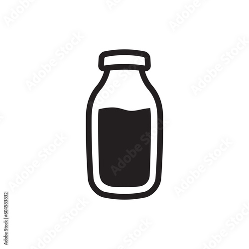 Title: Milk bottle vector icon. Natural milk flat sign design. Milk symbol pictogram. UX UI icon