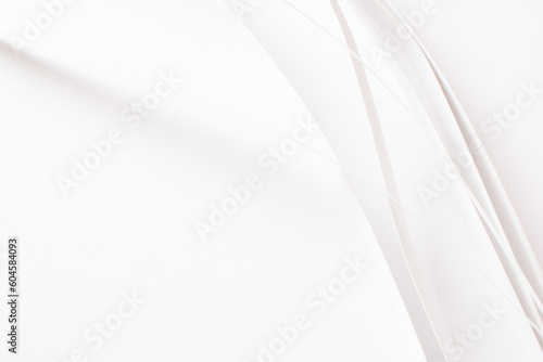 White 3d curved stripes on white background, soft focus