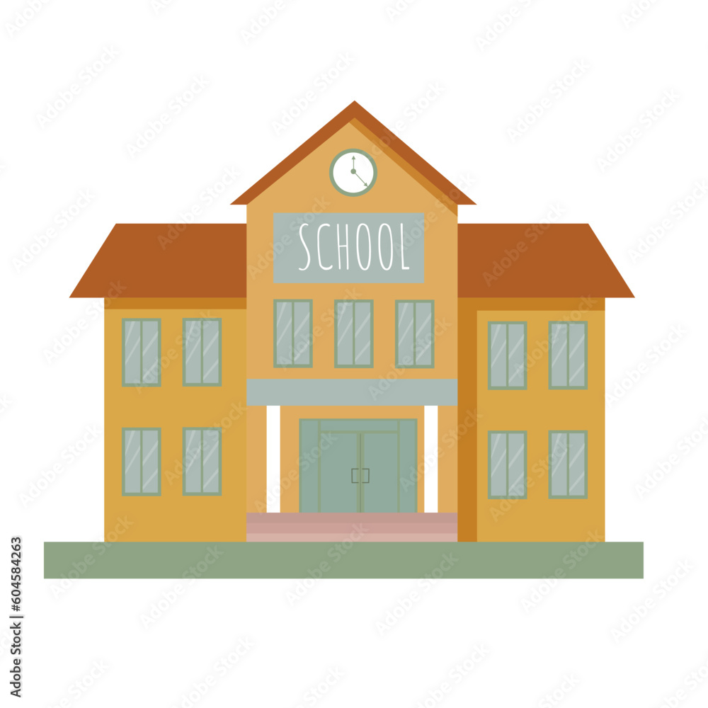 vector isolated cute cartoon building school vector isolated cute cartoon building school