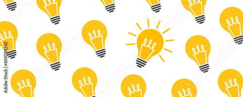 Idea concept, creative light bulb sign, one unique idea innovations out of many others – stock vector