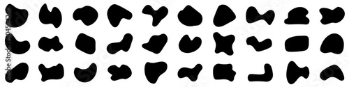 Set abstract liquid blotch shapes. Liquid shape elements. Round blobs collection. Fluid dynamic forms. Rounded spot or speck of irregular form. Pebble, blotch, inkblot, stone and drops - vector