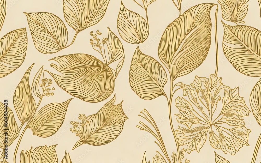 Opulent gold leaves and flowers floral pattern. Opulent gold leaves and flowers floral pattern.