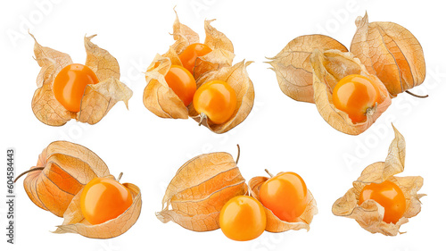Foto Cape gooseberry, physalis isolated on white background, full depth of field
