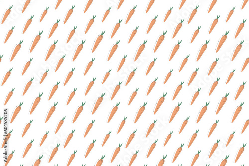 Carrot Vegetables seamless pattern. Vegetarian healthy bio food on the white background. Vegan organic eco products. Vector illustration. Eps 10.