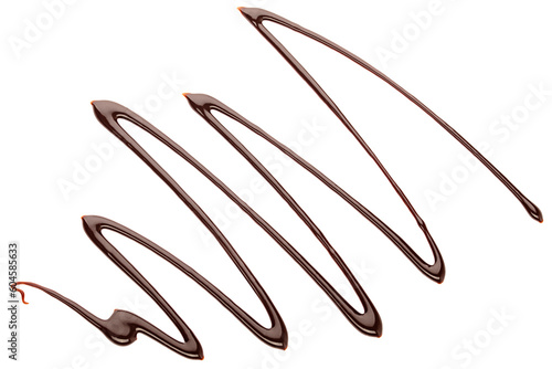 Foto Liquid chocolate syrup isolated on white background, clipping path, full depth o
