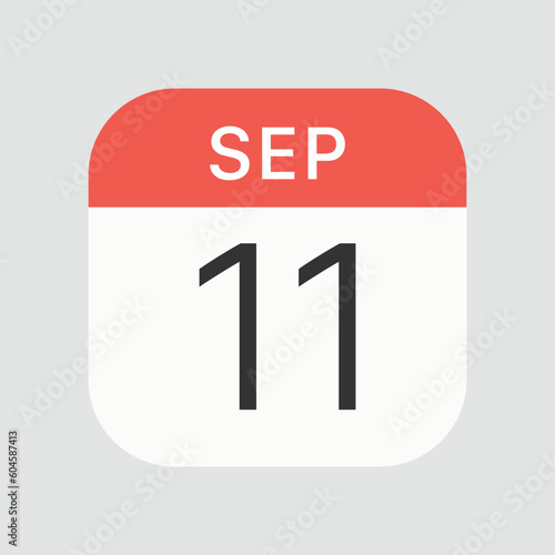 September 11 icon isolated on background. Calendar symbol modern, simple, vector, icon for website design, mobile app, ui. Vector Illustration