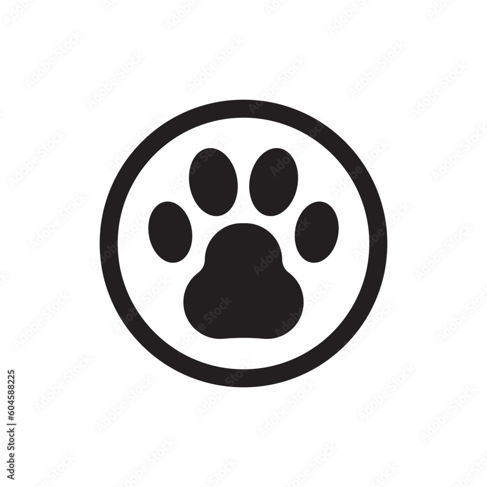 Paw vector icon. Animal paw icon. Dog and cat paw sign. Paw print symbol. Pet concept symbol pictogram. UX UI icon