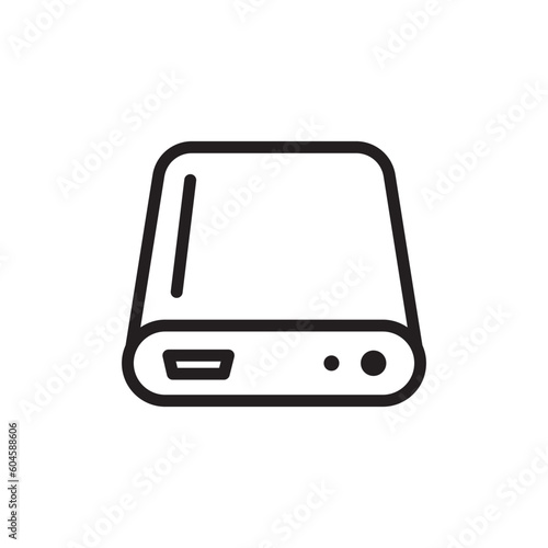 Hard drive vector icon. Hard disk drive flat sign. Portable Power bank icon symbol pictogram. UX UI icon