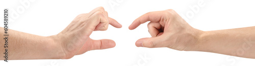 Hands holding or showing something small, cut out