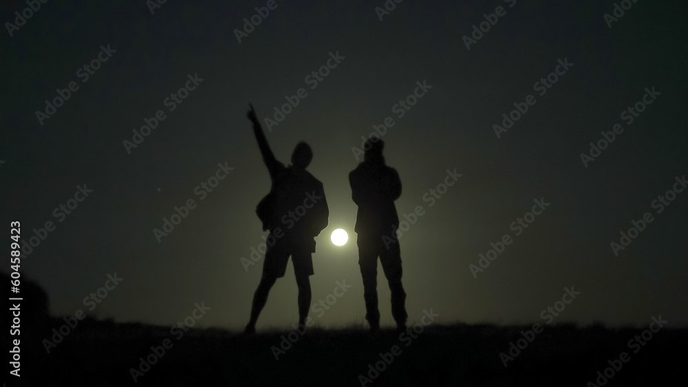 Father and son looking at the stars Father and son looking at the stars