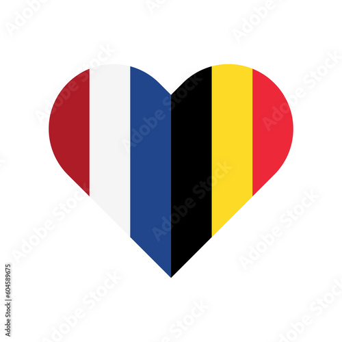 unity concept. heart shape icon of netherlands and belgium flags. vector illustration isolated on white background