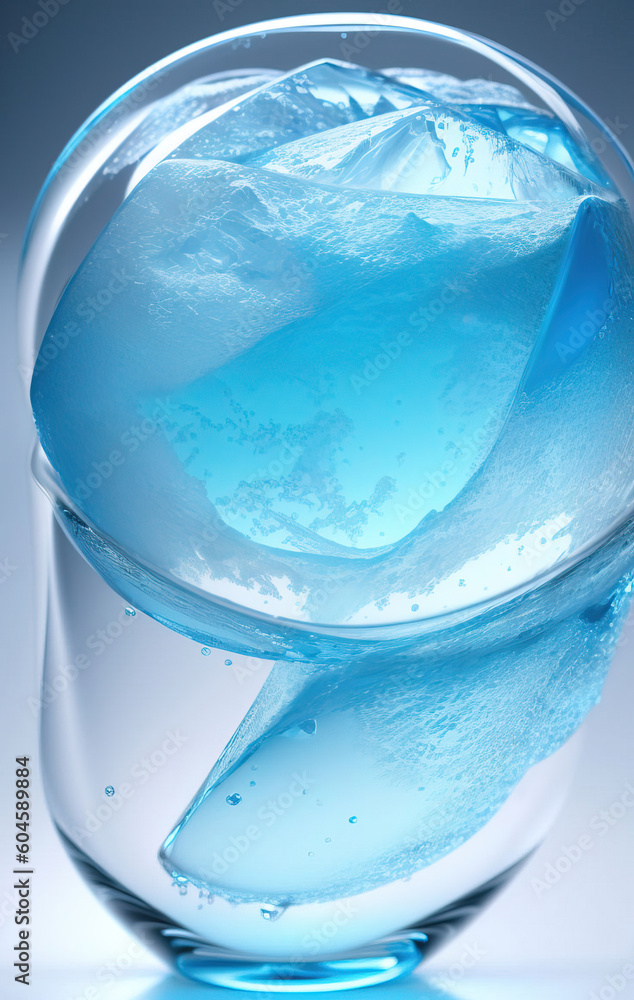 Crystal clear natural ice block. Ai generated technology