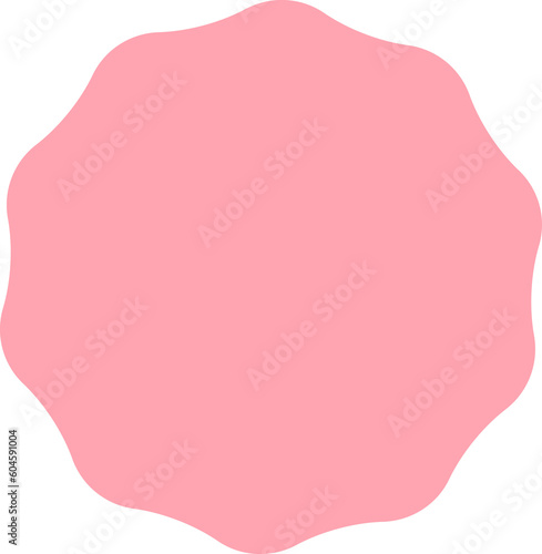 Pink wavy circle frame, sale price and discount tag, blank round label sticker badge border cut out, png isolated template on transparent background