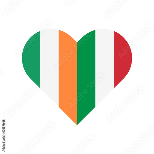 Free Download unity concept. heart shape icon of ireland and italy flags. vector illustration isolated on white background - GFXLoad
