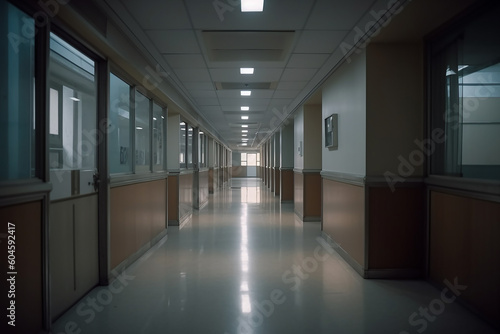 Blur image background of corridor in hospital or clinic image, Generative AI