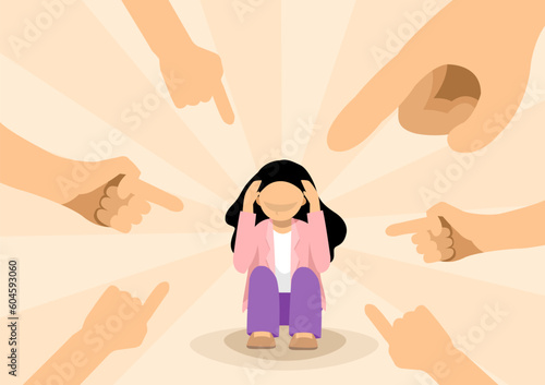 Businessperson taking the blame from colleagues bullies by pointing the finger