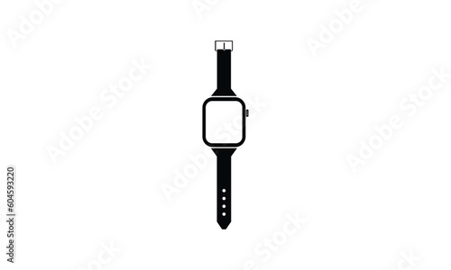 Black watch isolated on white. illustration of a digital smart watch