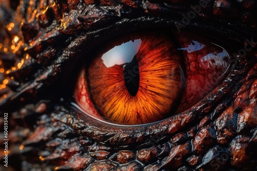 close up view of dragon's eye, ai tools generated image © whitehoune