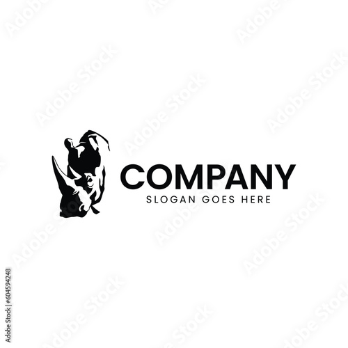 design a modern and minimalist logo rhino black and white color
