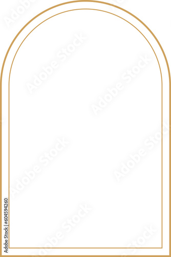 Modern aesthetic linear arc frame, minimalist 4x6 scale ratio borders in celestial concept for social media post, stories, card, png isolated with transparent background.