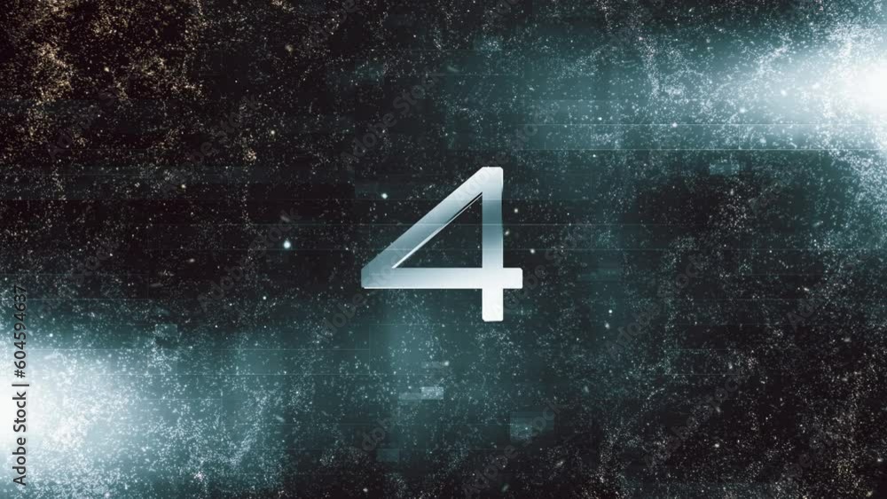Five seconds Countdown timer with abstract blue grid digital technology ...