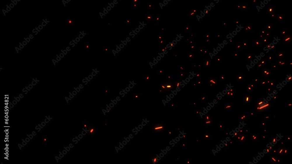 Abstract seamless loop glow fire particles ash sparks rising up with transparent alpha channel can be used for overlay your project. 4K 3D chaotic motion of fiery orange glowing flying ember burning a Abstract seamless loop glow fire particles ash sparks rising up with transparent alpha channel can be used for overlay your project. 4K 3D chaotic motion of fiery orange glowing flying ember burning a