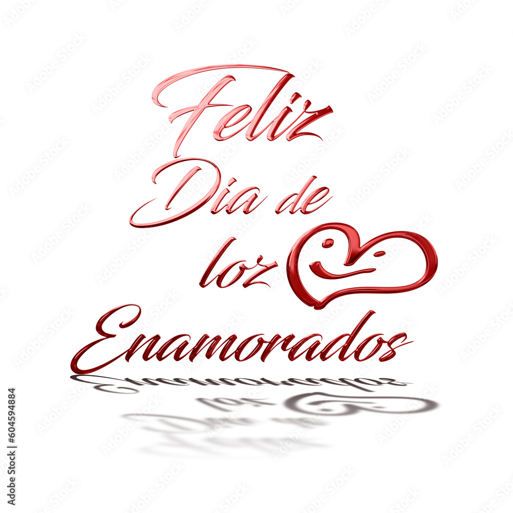 happy valentines day red metallic effect in spanish happy valentines day red metallic effect in spanish