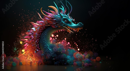 Dragon Chinese New Year  fireworks  generative ai