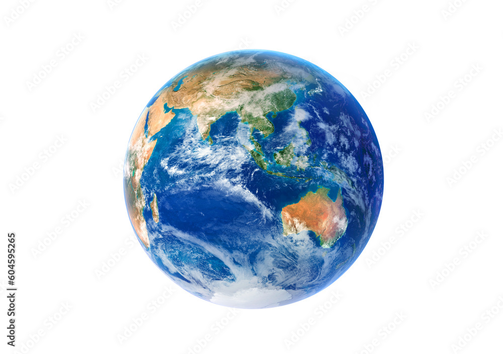 Blue planet earth isolated on white background. Clipping path. Elements of this image furnished by NASA