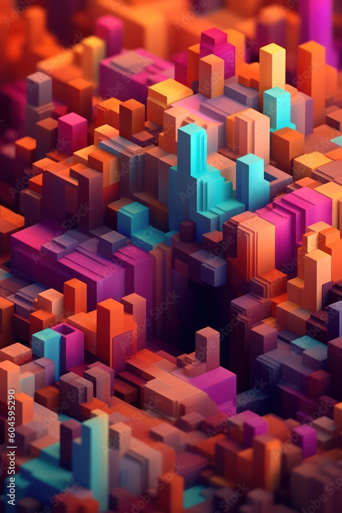 Fototapeta premium Abstract colorful cube background. 3D design, vertical, isometric. Vivid colors