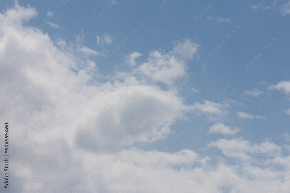 blue sky with floating white clouds