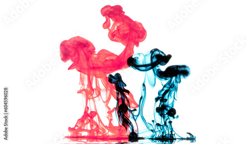 Color ink in water on white background paint