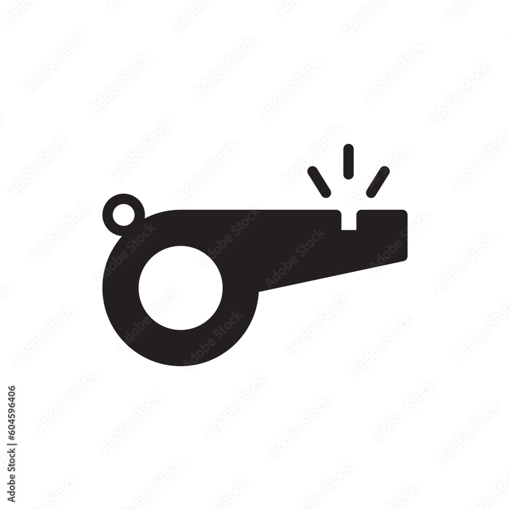 Referee whistle vector icon. Whistle flat sign design. Whistle symbol pictogram. UX UI icon Referee whistle vector icon. Whistle flat sign design. Whistle symbol pictogram. UX UI icon