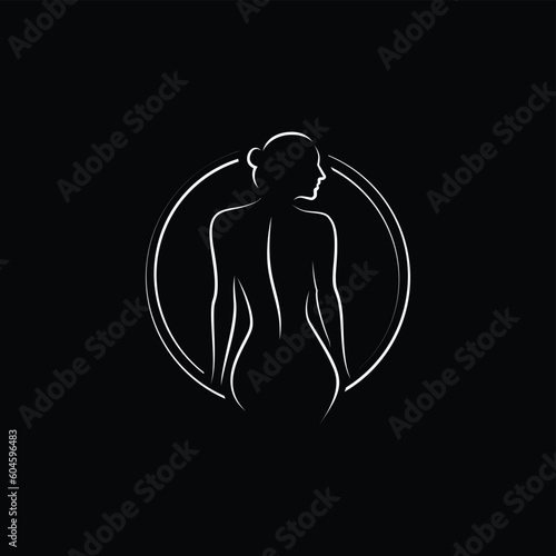 design a modern and minimalist logo body girl in line circle