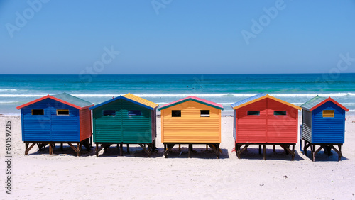 colorful beach house at Muizenberg beach Cape Town, beach huts, Muizenberg, Cape Town, False Bay, South Africa.