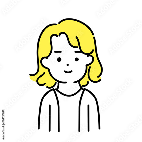 かわいい人物のイラストシリーズ _ 中性的な人物 _ 笑顔