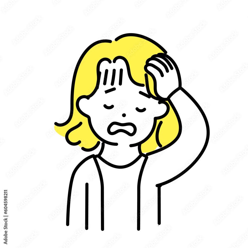 かわいい人物のイラストシリーズ _ 中性的な人物 _ 頭痛 かわいい人物のイラストシリーズ _ 中性的な人物 _ 頭痛