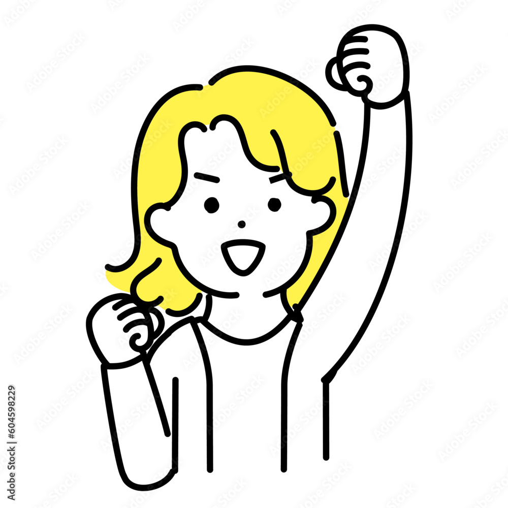 かわいい人物のイラストシリーズ _ 中性的な人物 _ 応援