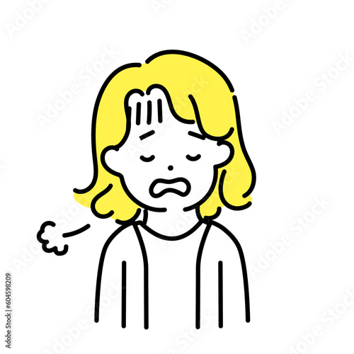 かわいい人物のイラストシリーズ _ 中性的な人物 _ 疲れた