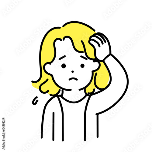 かわいい人物のイラストシリーズ _ 中性的な人物 _ 困る
